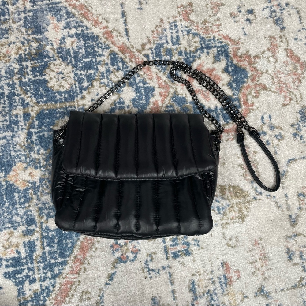THINK ROYLN Black Quilted Crossbody Bag with Chain Strap